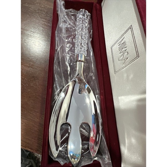 Vintage Mikasa Rousseau Crystal Silverplate Serving Fork With Box - Picture 6 of 6